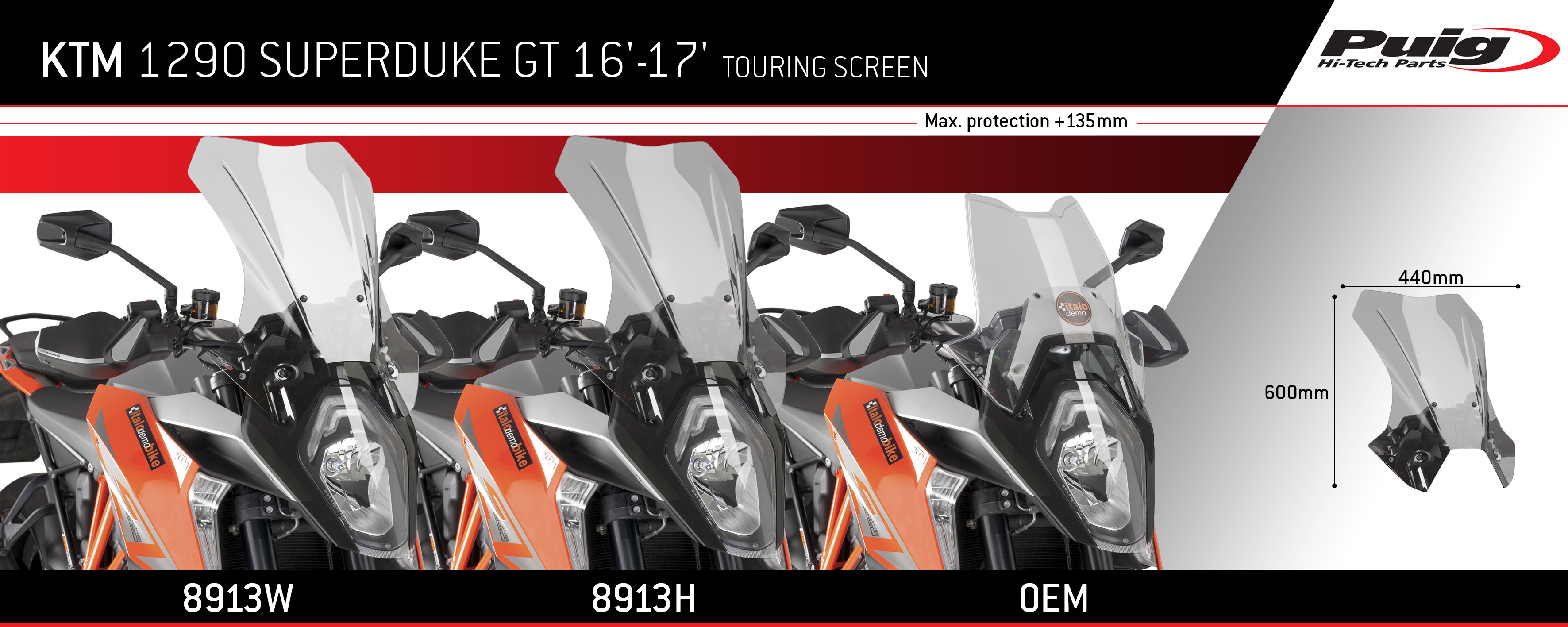 Puig 8913H Windshield Touring for KTM 1290 Super Duke GT 16-17