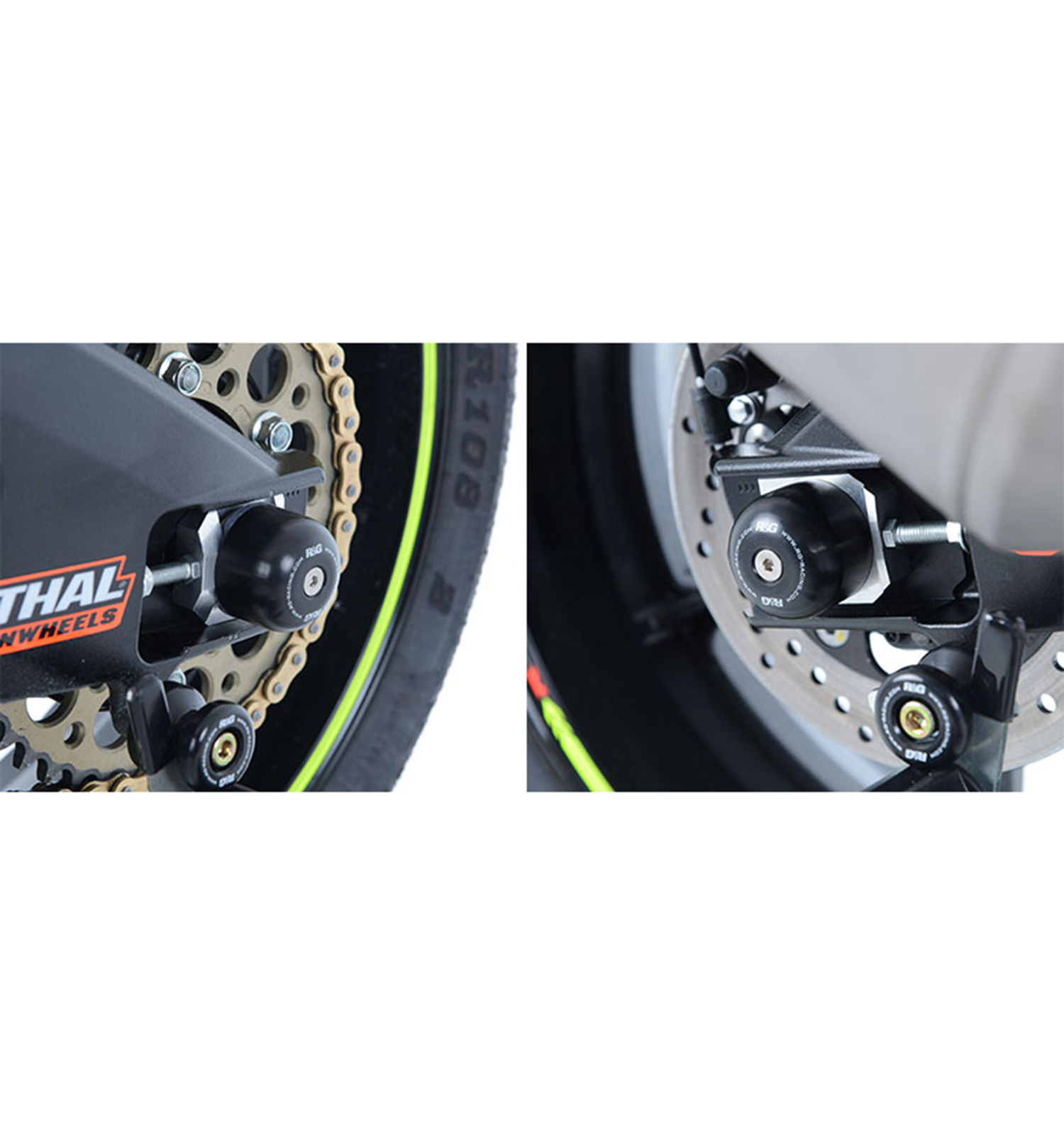 SUZUKI GSX R 1000 2014 L4 SWINGARM PROTECTORS R/&G REAR WHEEL AXLE SLIDERS BIG